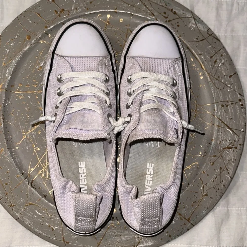 Converse 7 Women’s White Textured Canvas Slip On Lace up Skateboard Shoes Sneaks